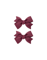 Burgundy Grosgrain Bow Clips